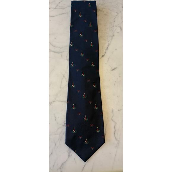 Navy Blue Red Brooks Brothers Makers Christmas Holiday Noel Tie Candle - Picture 1 of 6